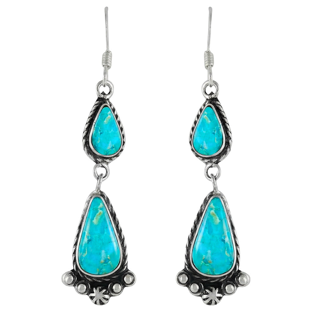 Turquoise Drop Earrings Sterling Silver E1107-C75