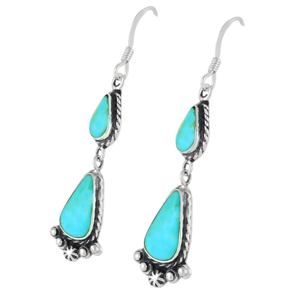 Turquoise Drop Earrings Sterling Silver E1107-C75