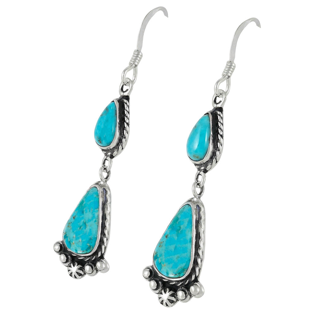 Turquoise Drop Earrings Sterling Silver E1107-C75