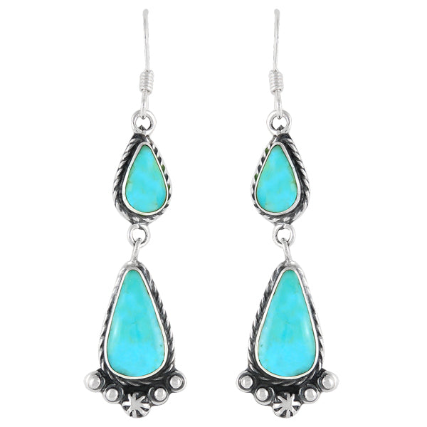 Turquoise Drop Earrings Sterling Silver E1107-C75