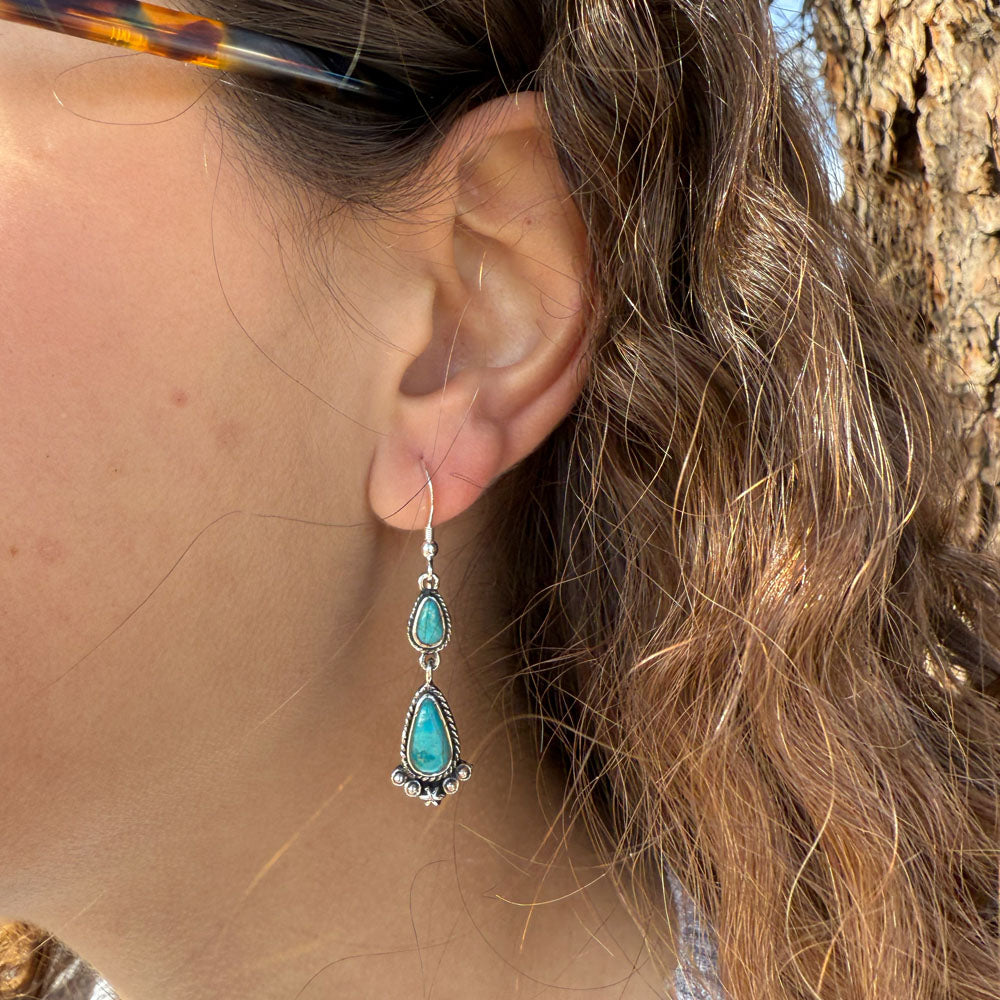 Turquoise Drop Earrings Sterling Silver E1107-C75