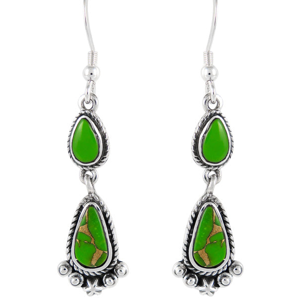 Green Turquoise Drop Earrings Sterling Silver E1107-C76