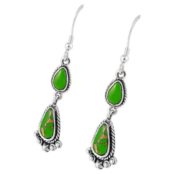 Green Turquoise Drop Earrings Sterling Silver E1107-C76