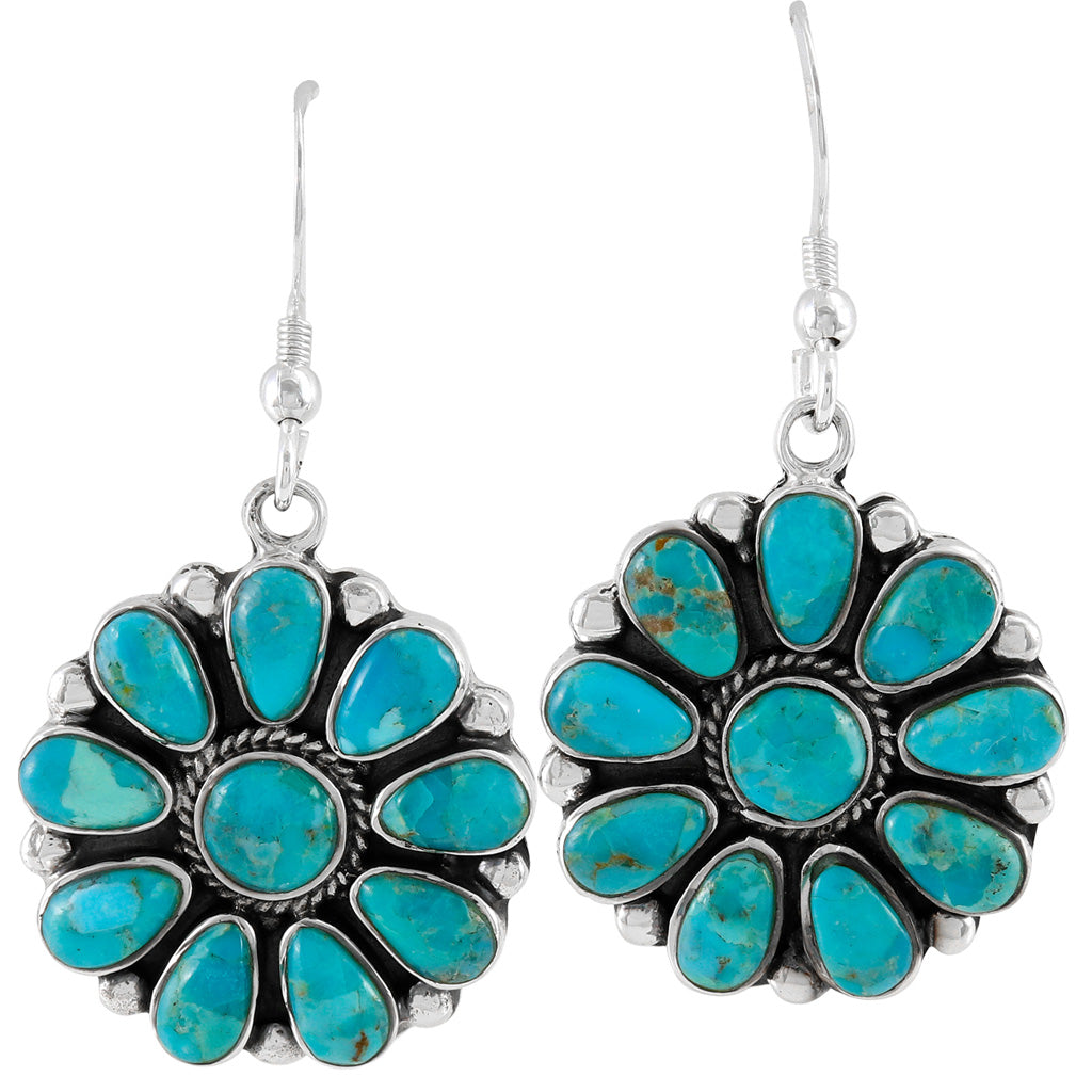 FINAL CLEARANCE - Turquoise Earrings SilveryCopper™ E1112-SB-C75