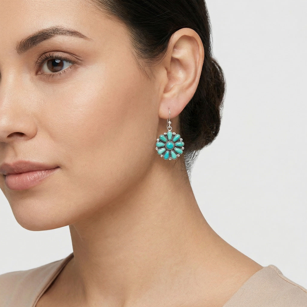 Turquoise Earrings Sterling Silver E1112-C75