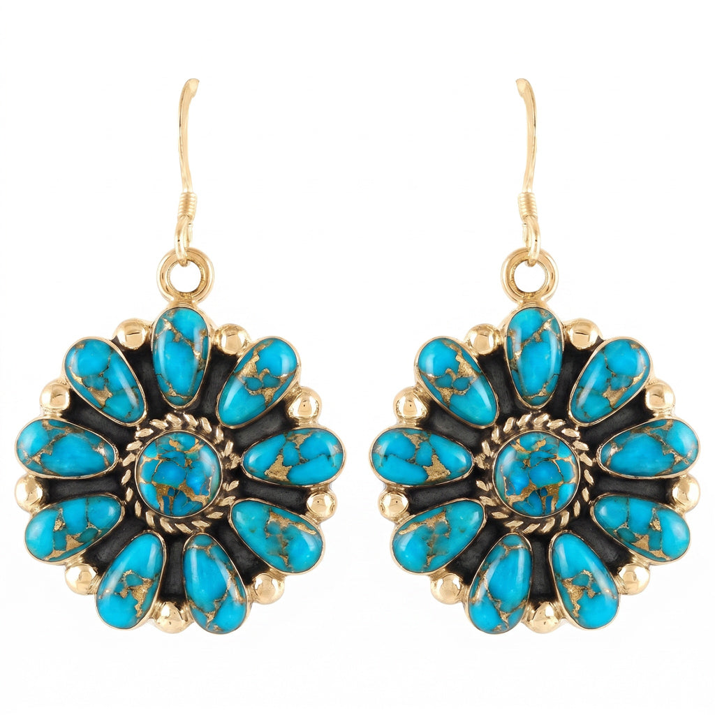 Matrix Turquoise Earrings GoldCopper E1112-GB-C84