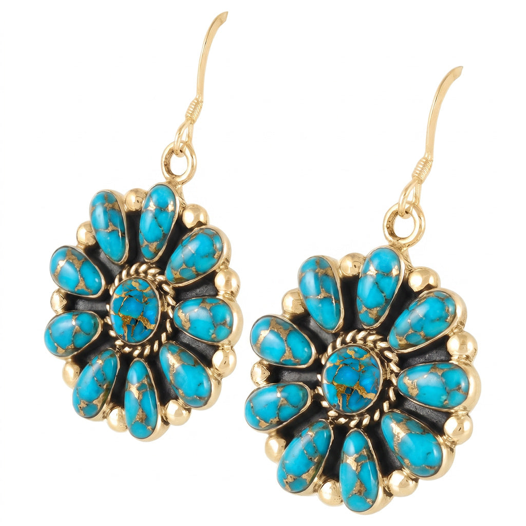 Matrix Turquoise Earrings GoldCopper E1112-GB-C84