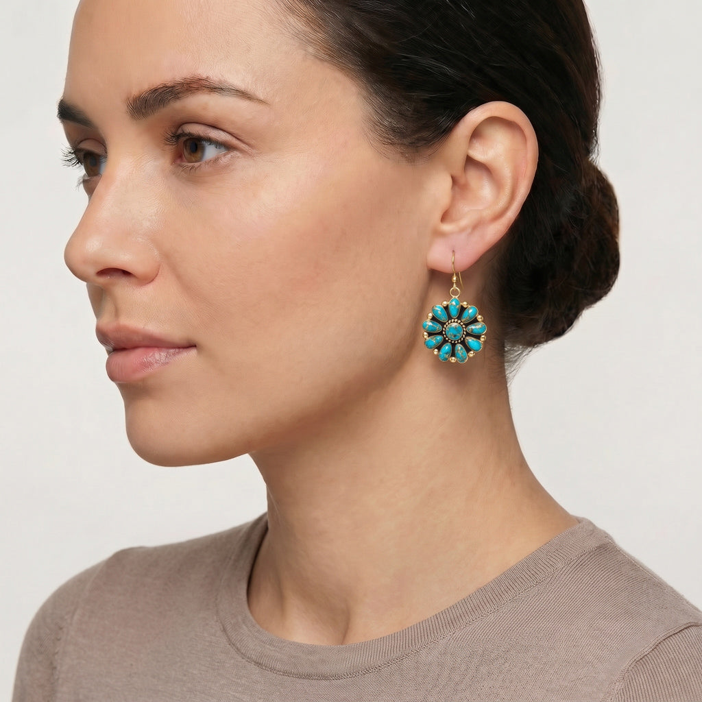 Matrix Turquoise Earrings GoldCopper E1112-GB-C84