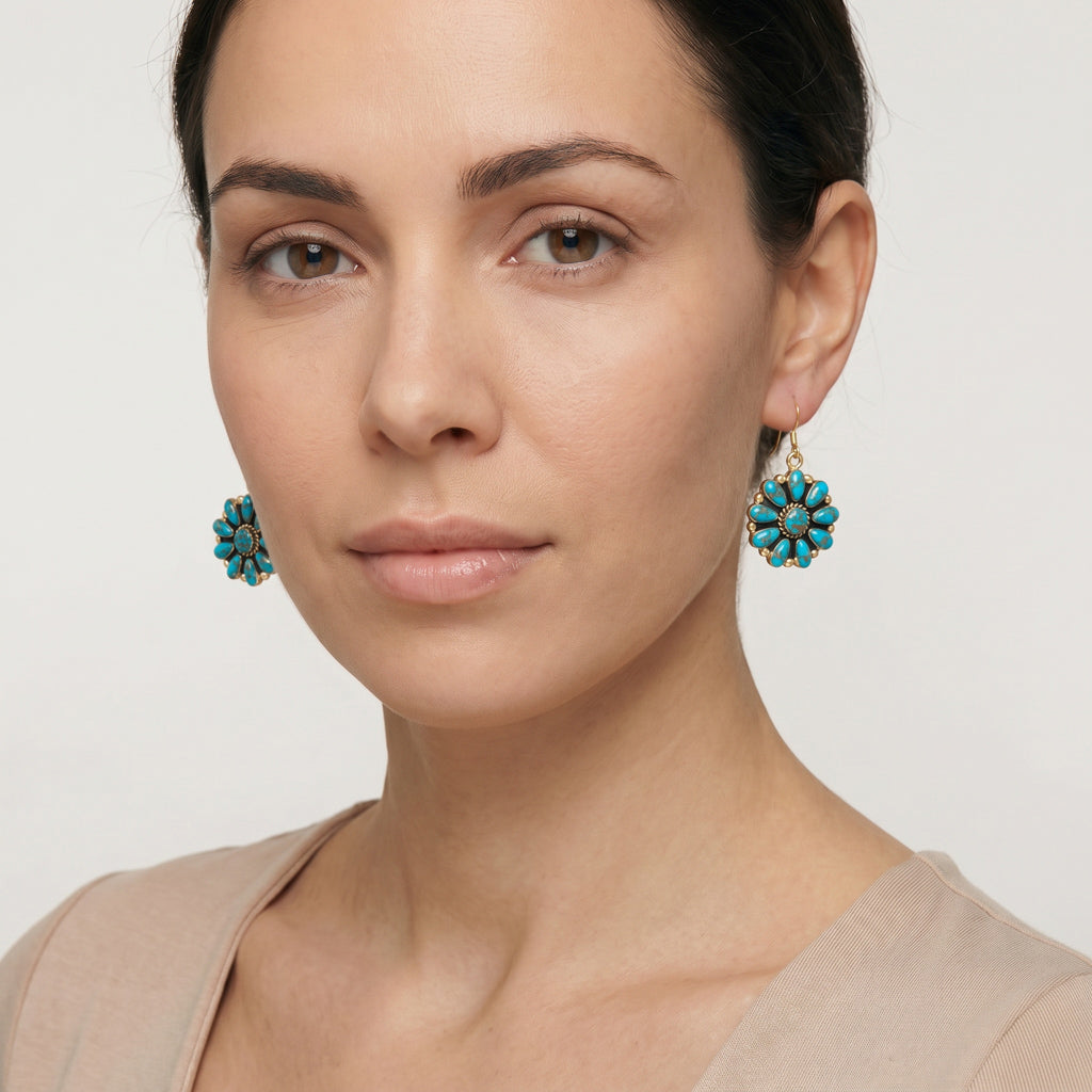 Matrix Turquoise Earrings GoldCopper E1112-GB-C84