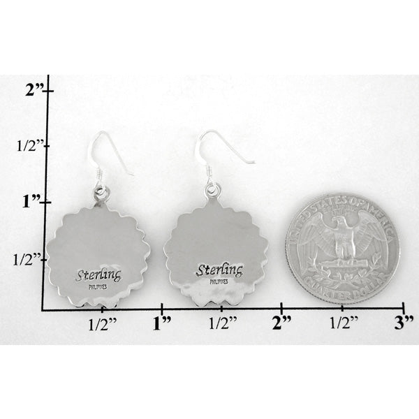 Sterling Silver Flower Earrings Green Turquoise E1112-C76