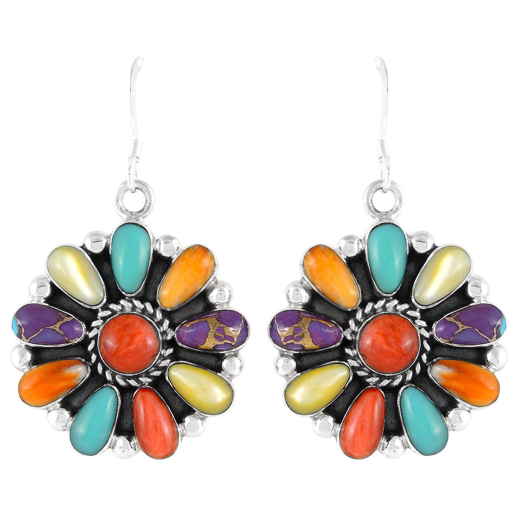 Multi Gemstone Earrings SilverBronzé E1112-SB-C71