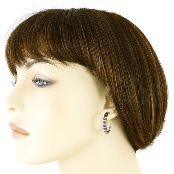 Purple Turquoise Hoop Earrings Sterling Silver E1122-C07