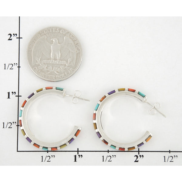 Spiny Turquoise Hoop Earrings Sterling Silver E1122-C89