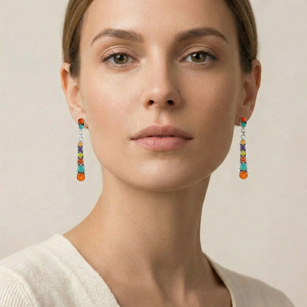 FINAL CLEARANCE - Multi Gemstone Earrings SilveryCopper™ E1126-SB-C71