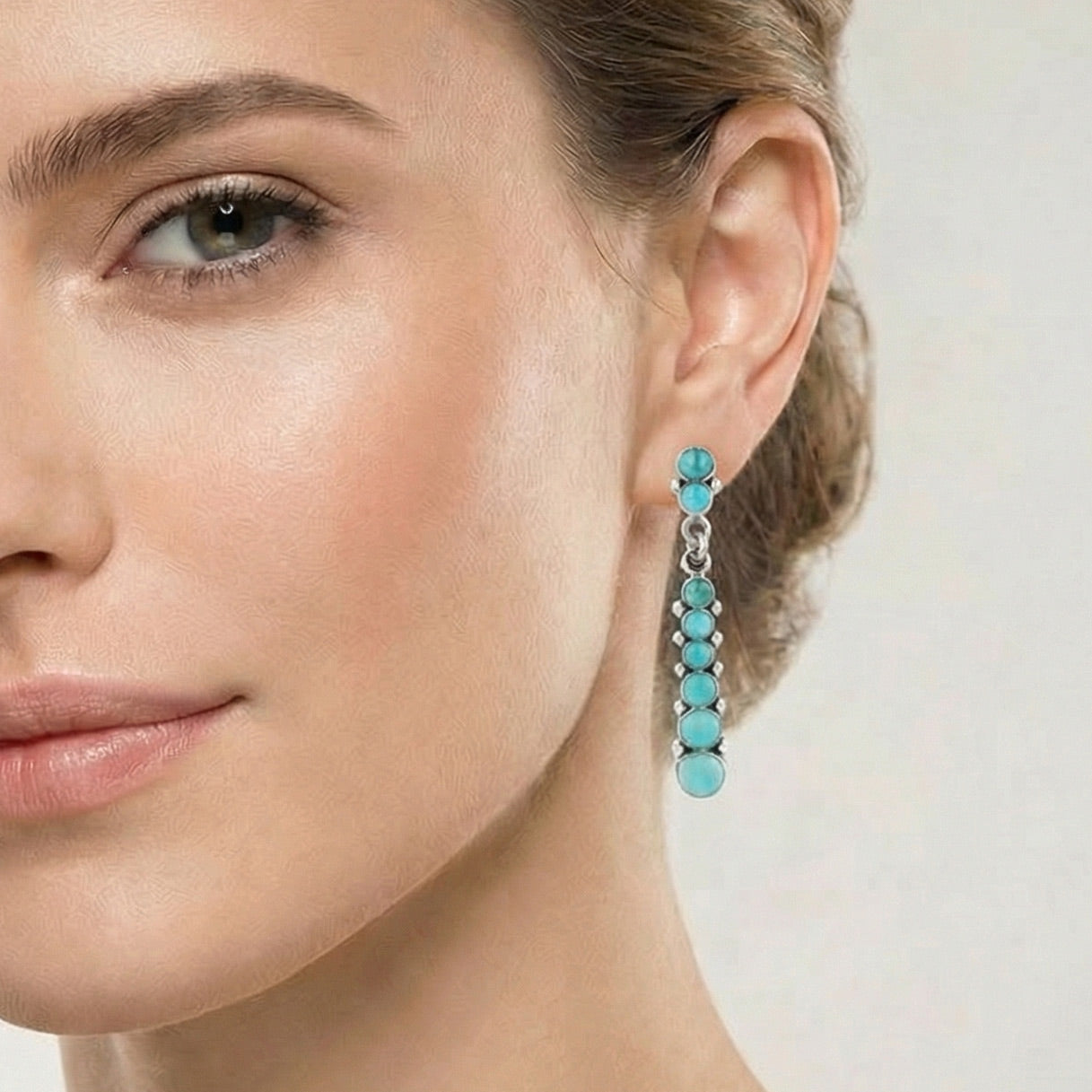 FINAL CLEARANCE - Turquoise Earrings SilveryCopper™ E1126-SB-C75