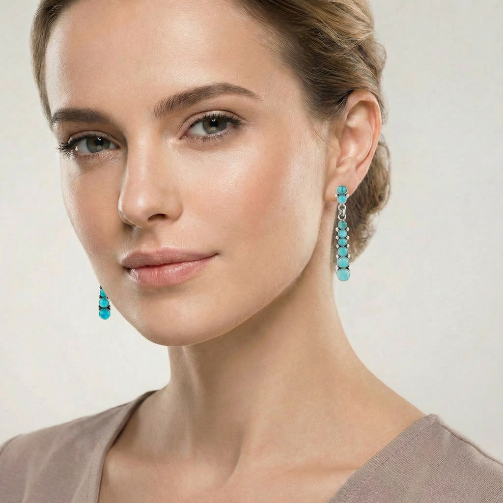 Turquoise Earrings SilverBronzé E1126-SB-C75