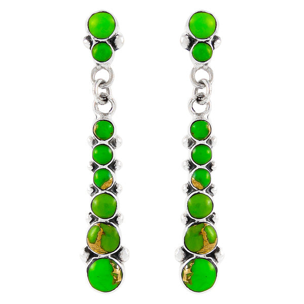 Green Turquoise Earrings Sterling Silver E1126-C76
