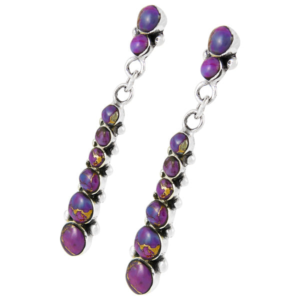 Purple Turquoise Earrings Sterling Silver E1126-C77