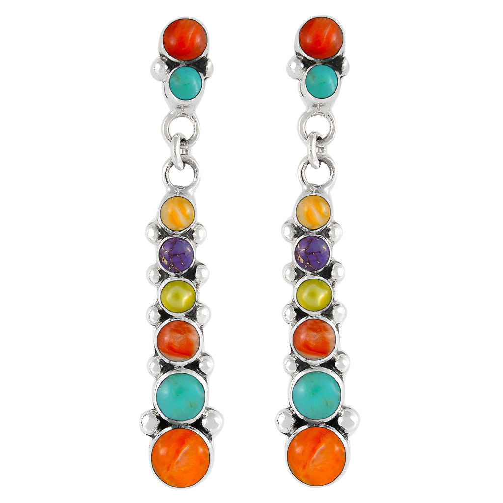 Multi Gemstone Earrings SilverBronzé E1126-SB-C71