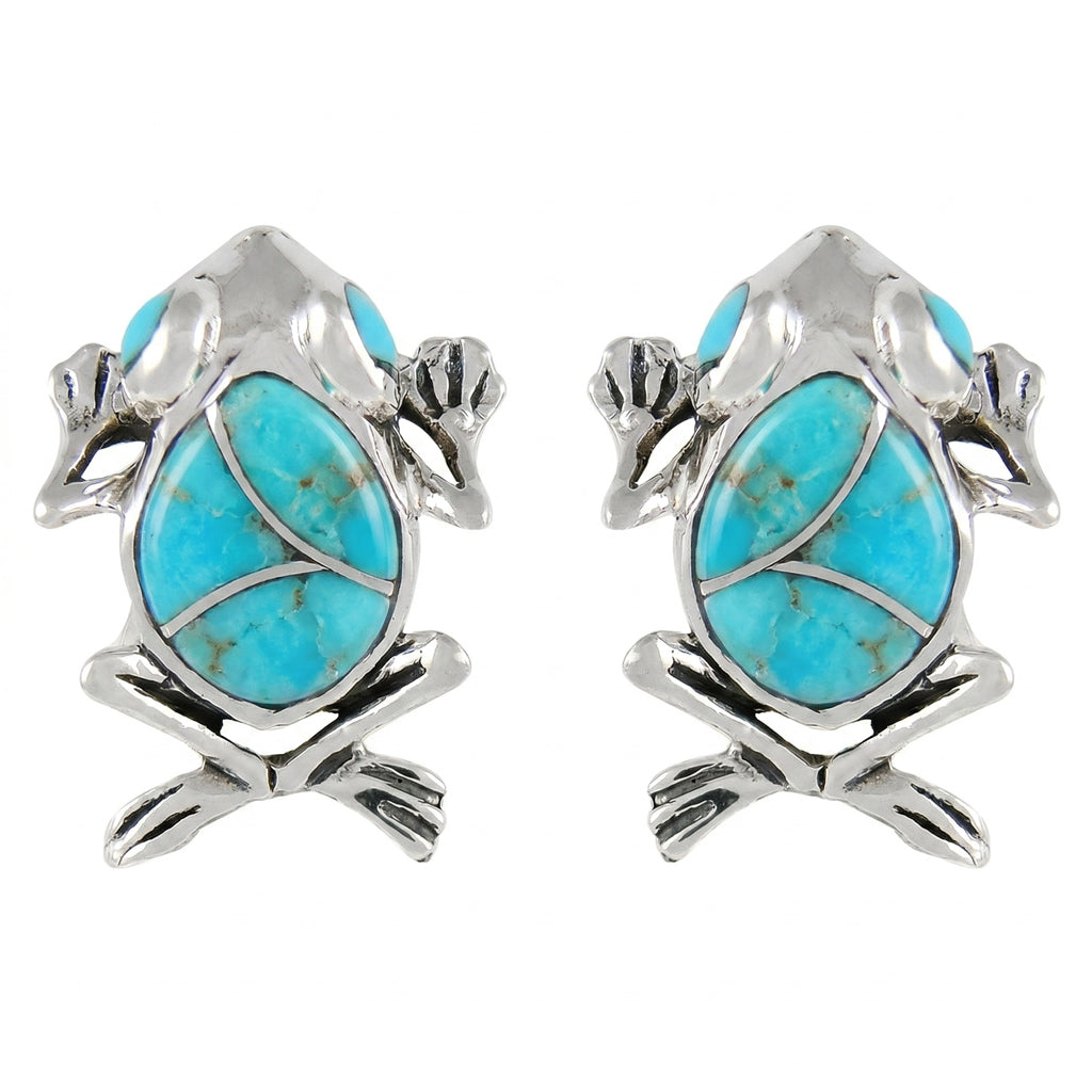 Frog Turquoise Jewelry Earrings Sterling Silver E1127-C05