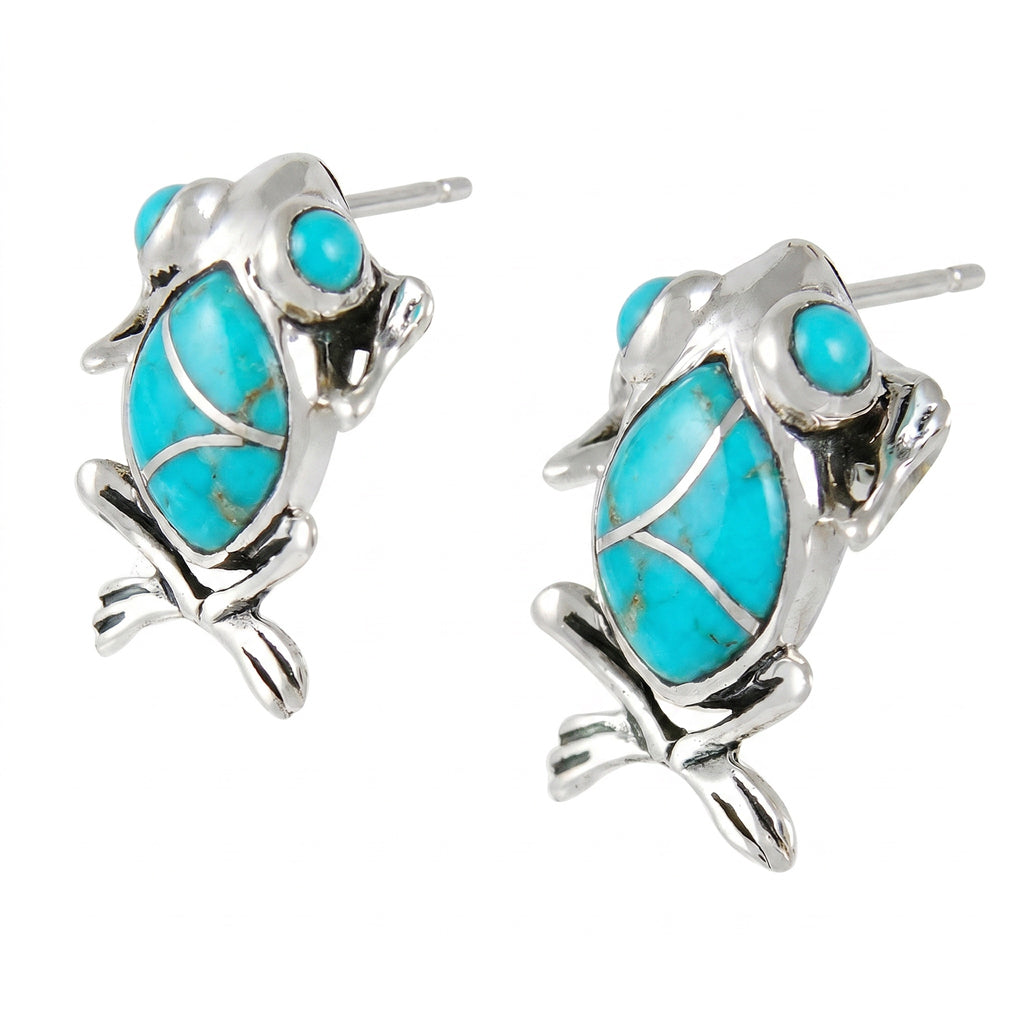 Frog Turquoise Jewelry Earrings Sterling Silver E1127-C05