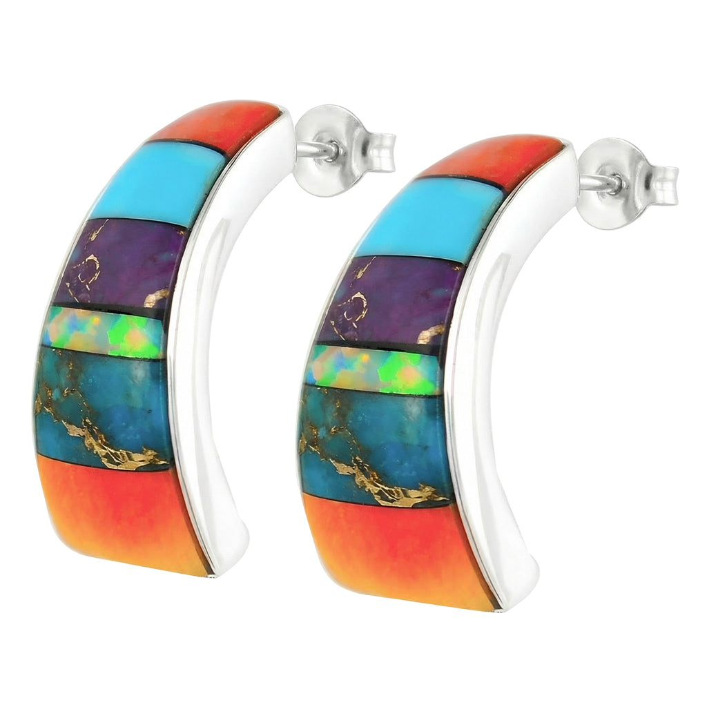 Multi Gemstone Earrings SilverBronzé E1148-SB-C00