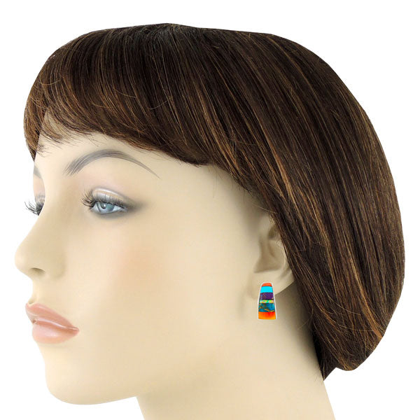 Sterling Silver Earrings Multi Gemstone E1148-C01