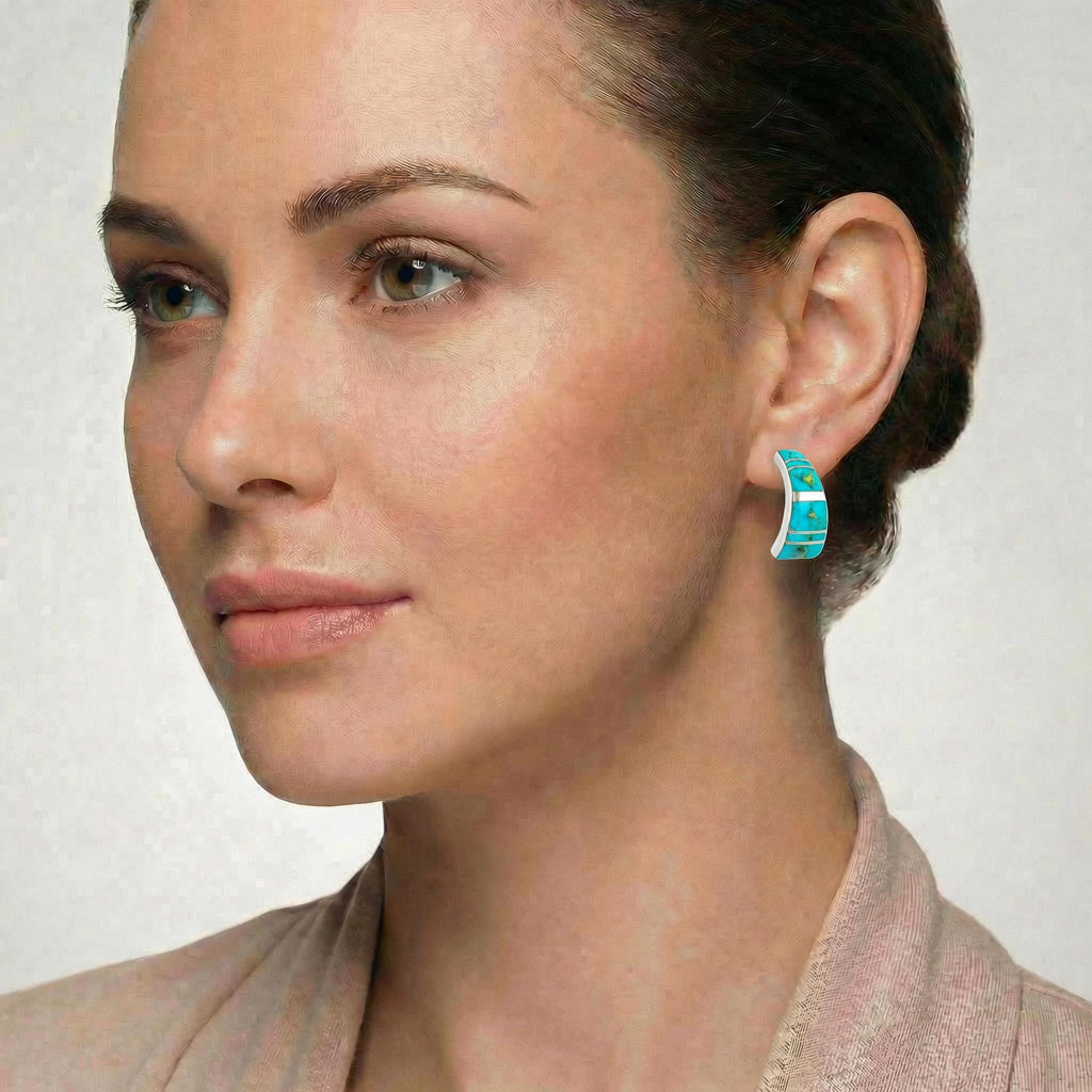 Turquoise Earrings SilverBronzé E1148-SB-C05