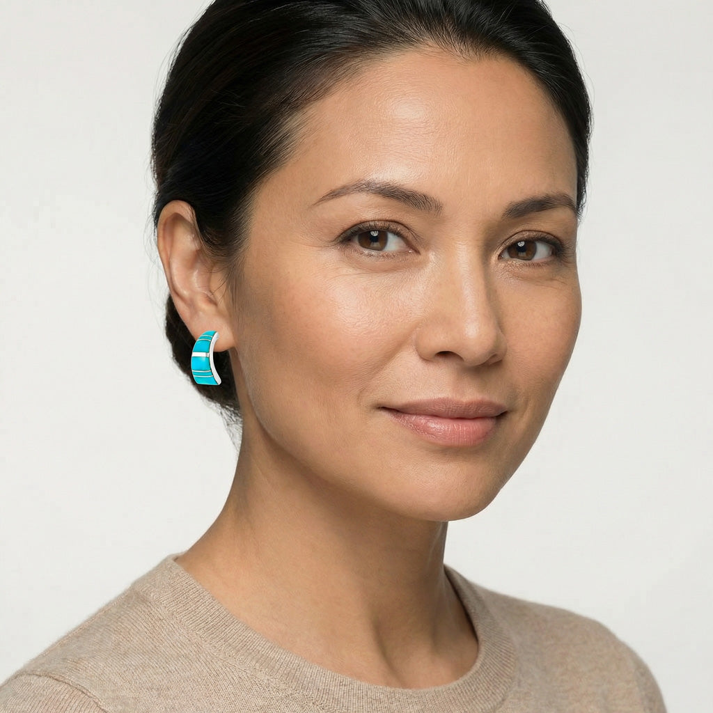 Turquoise Earrings SilverBronzé E1148-SB-C05