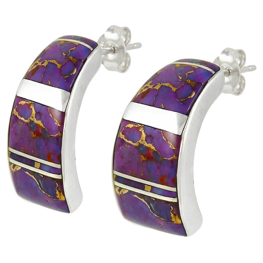 Purple Turquoise Earrings SilverBronzé E1148-SB-C07