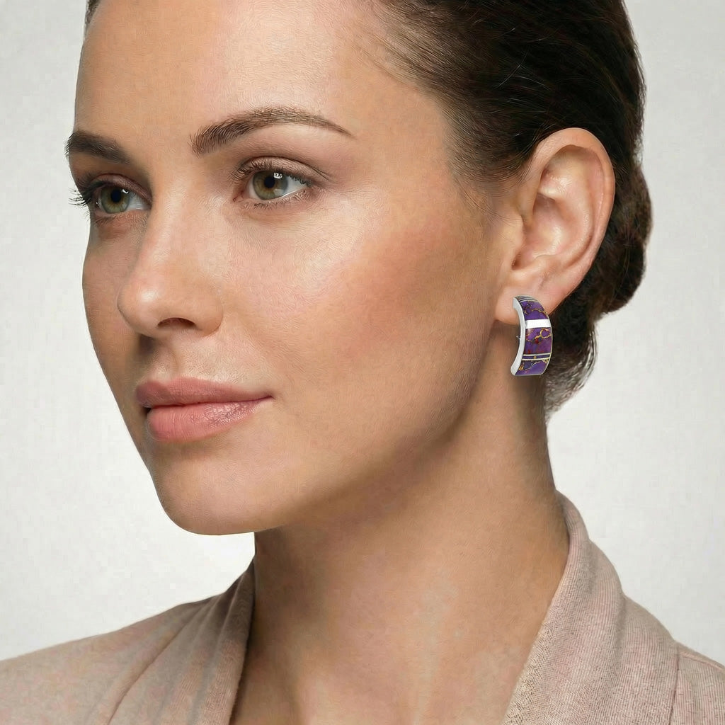 Purple Turquoise Earrings Sterling Silver E1148-C07