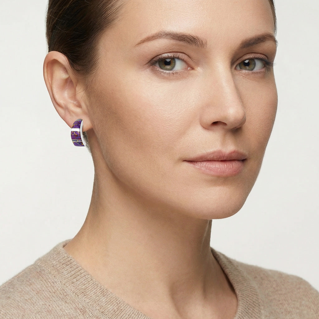 FINAL CLEARANCE - Purple Turquoise Earrings SilveryCopper™ E1148-SB-C07