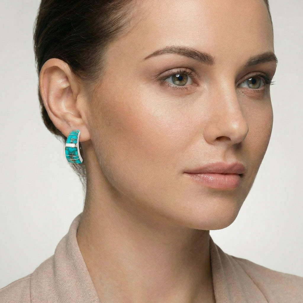 Matrix Turquoise Earrings Sterling Silver E1148-C84