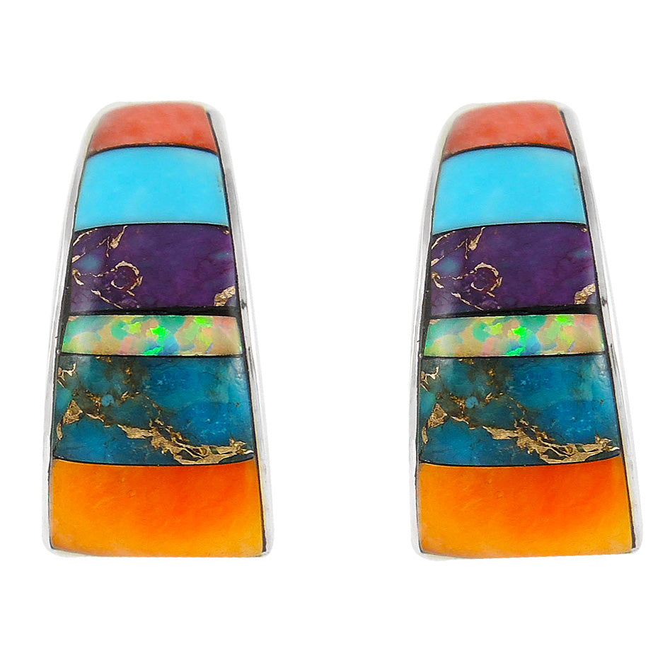 Sterling Silver Earrings Multi Gemstone E1148-C01