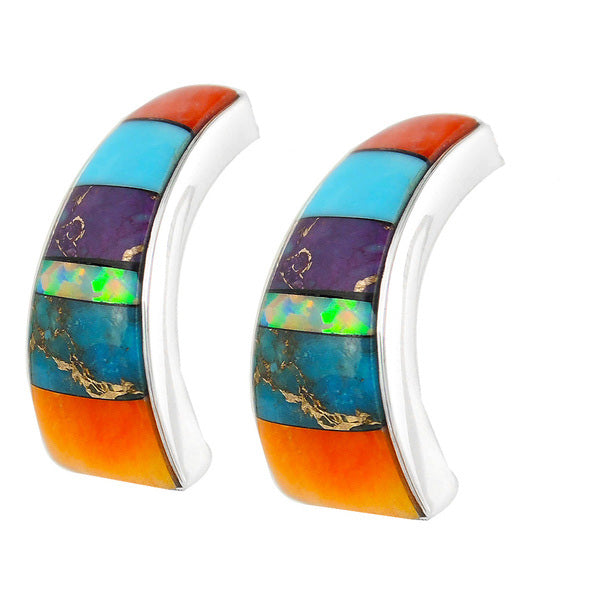 Sterling Silver Earrings Multi Gemstone E1148-C01