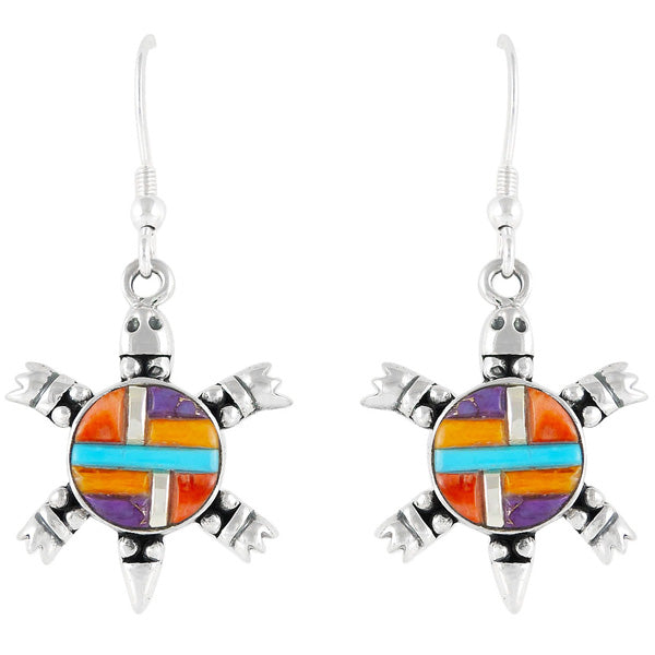 Turtle Multicolor Earrings Sterling Silver E1149-C51