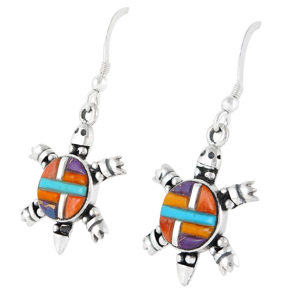 Turtle Multicolor Earrings Sterling Silver E1149-C51
