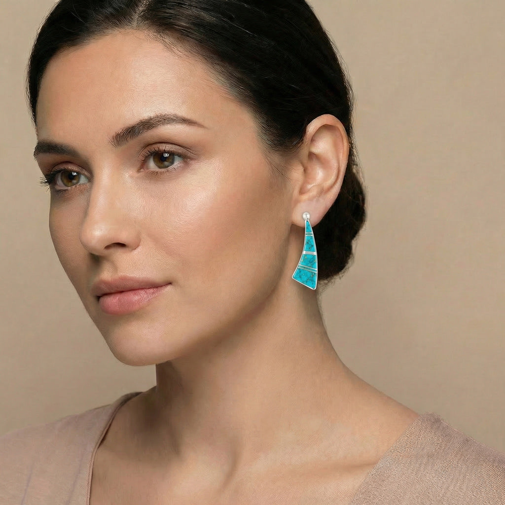 Turquoise Earrings SilverBronzé E1152-SB-C05