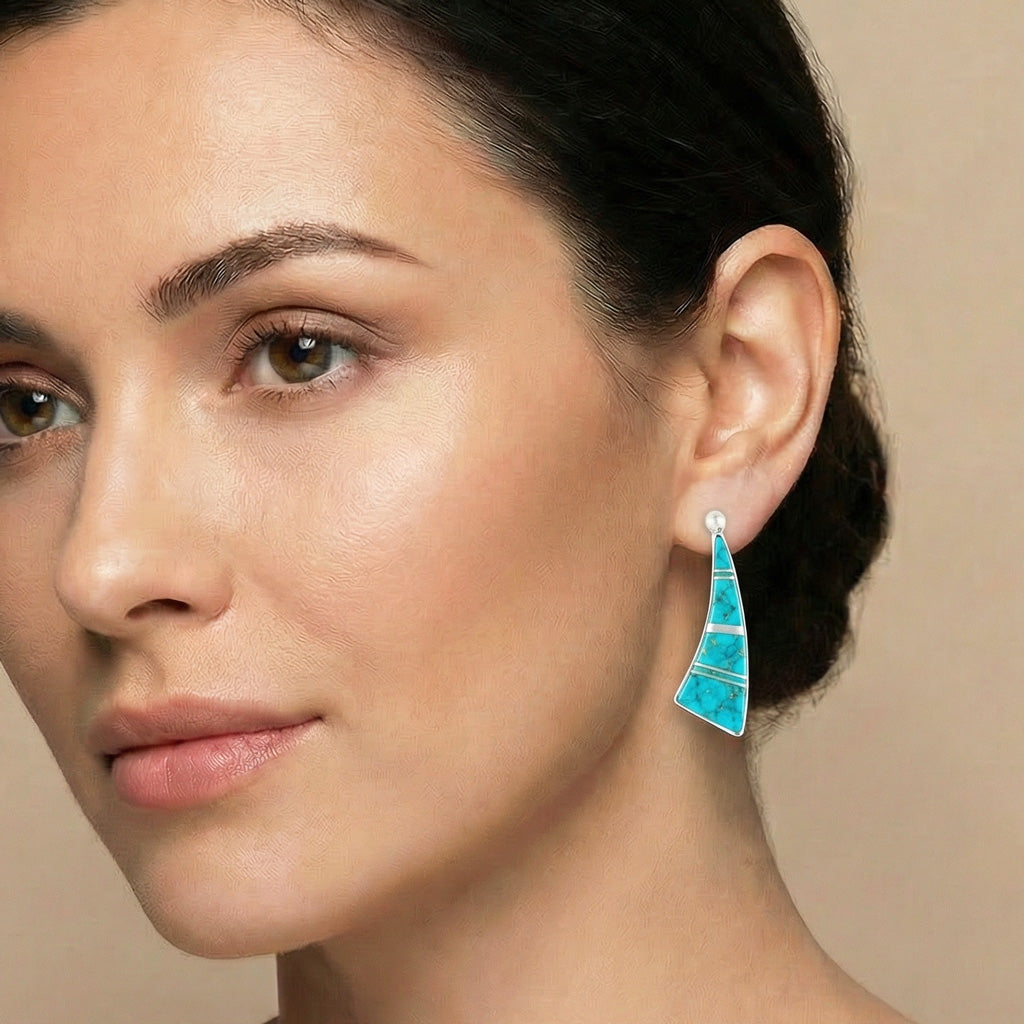 Turquoise Jewelry Earrings Sterling Silver E1152-C05