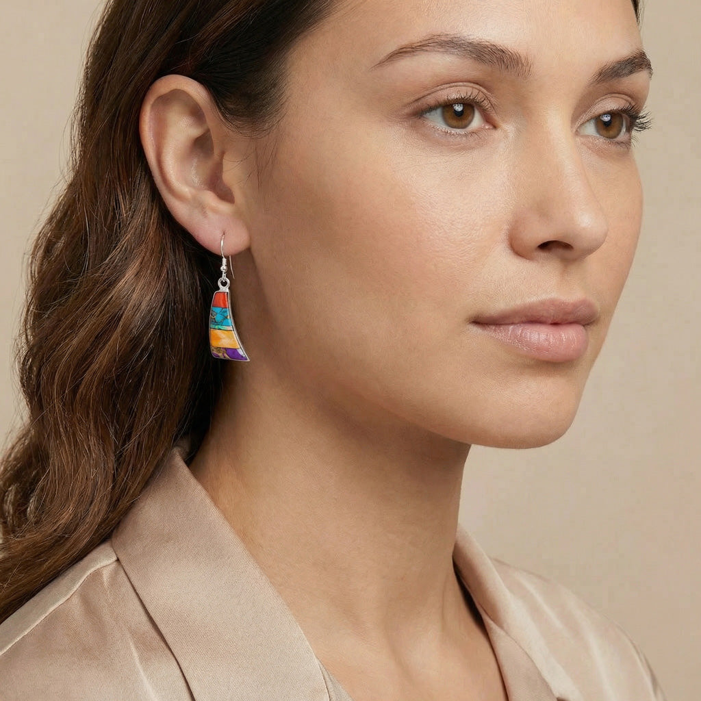 Multicolor Earrings Sterling Silver E1154-C01