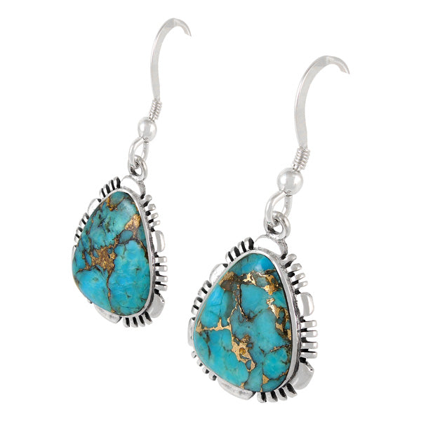 Sterling Silver Earrings Matrix Turquoise E1157-SM-C84