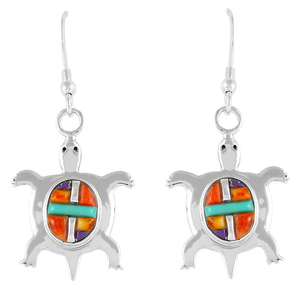 Turtle Multicolor Earrings Sterling Silver E1158-C51