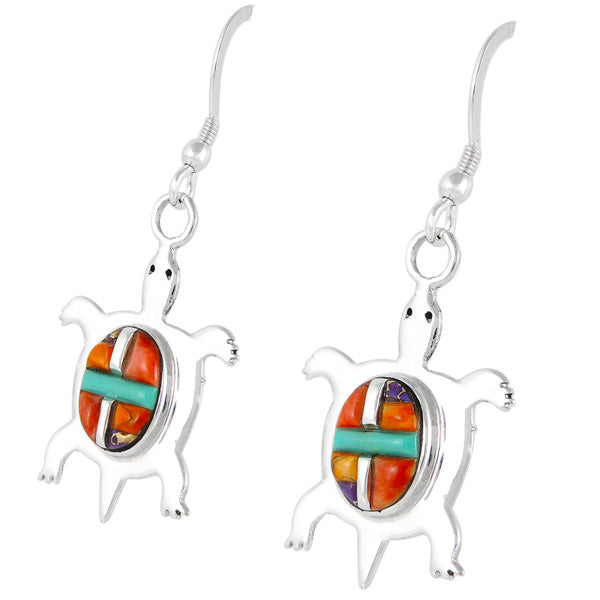 Turtle Multicolor Earrings Sterling Silver E1158-C51