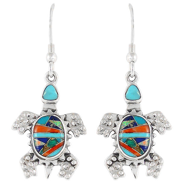 Turtle Multicolor Earrings Sterling Silver E1161-C00