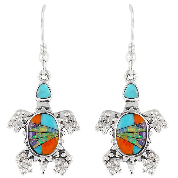 Turtle Multicolor Earrings Sterling Silver E1161-C01