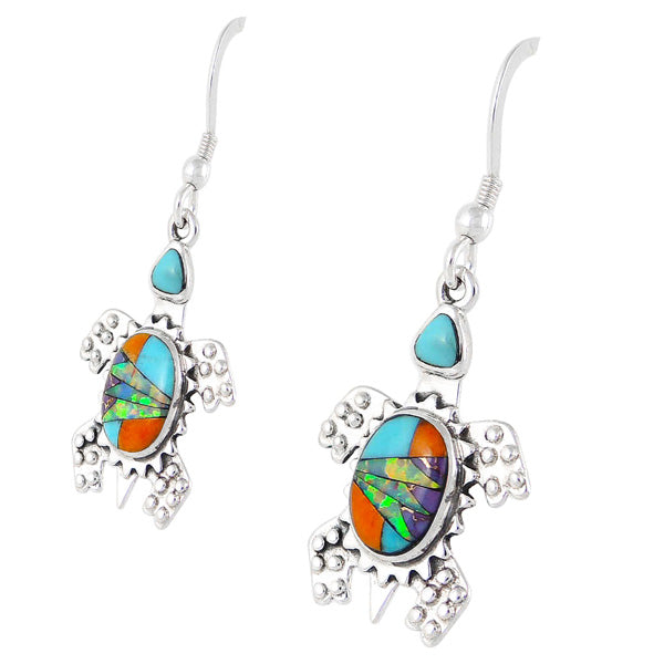 Turtle Multicolor Earrings Sterling Silver E1161-C01