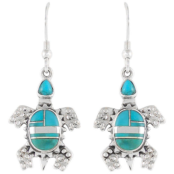 Turtle Turquoise Jewelry Earrings Sterling Silver E1161-C05