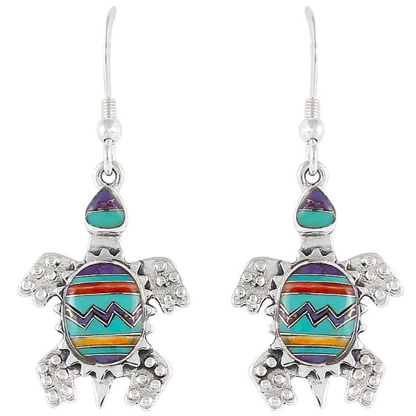 Turtle Multicolor Earrings Sterling Silver E1161-C30