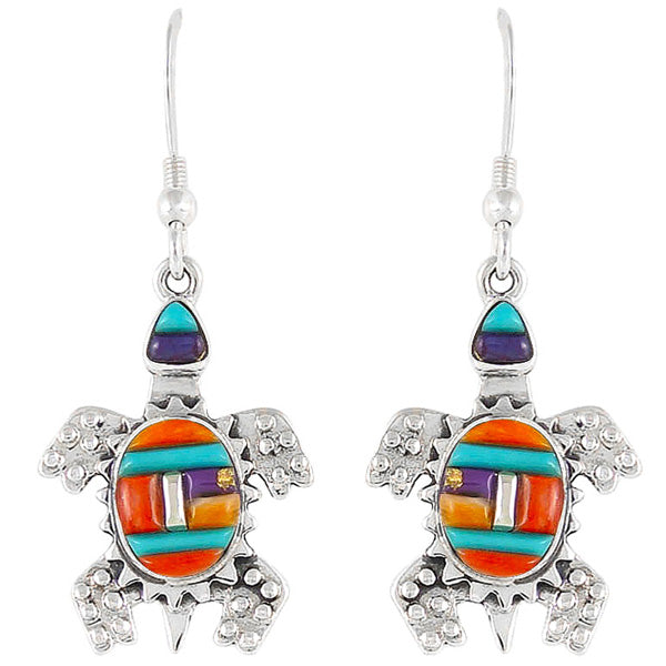 Turtle Multicolor Earrings Sterling Silver E1161-C51