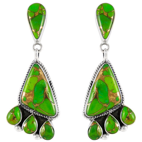 Green Turquoise Earrings Sterling Silver E1162-C76